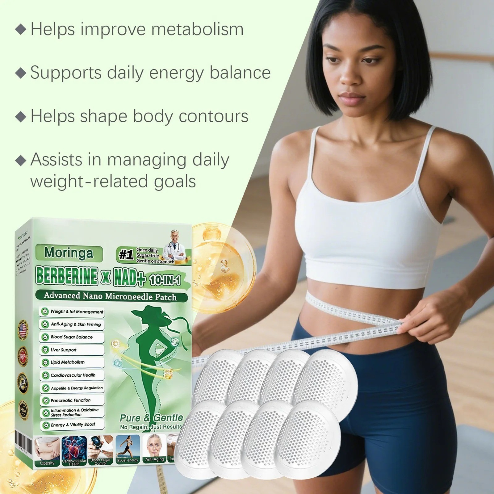 3PACK Moringa Berberine 10-in-1 Advanced Nano Microneedle Patches 7Pcs/Box New