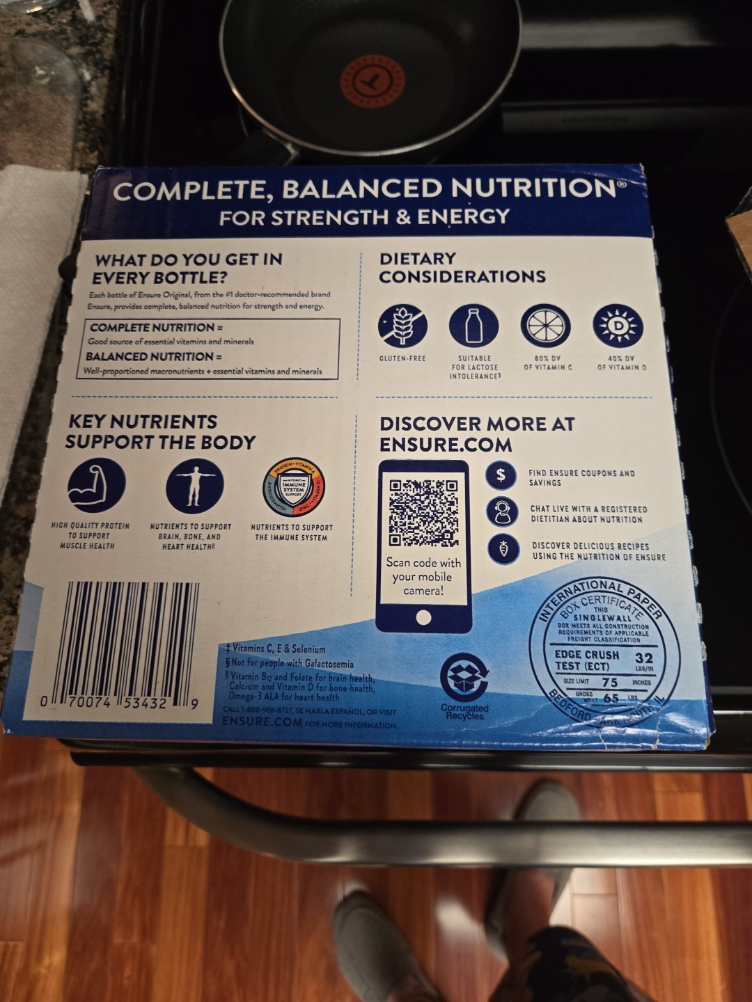 Ensure Original Nutrition Shake, 9g Protein, Vanilla, 8 fl oz – 16 Pack