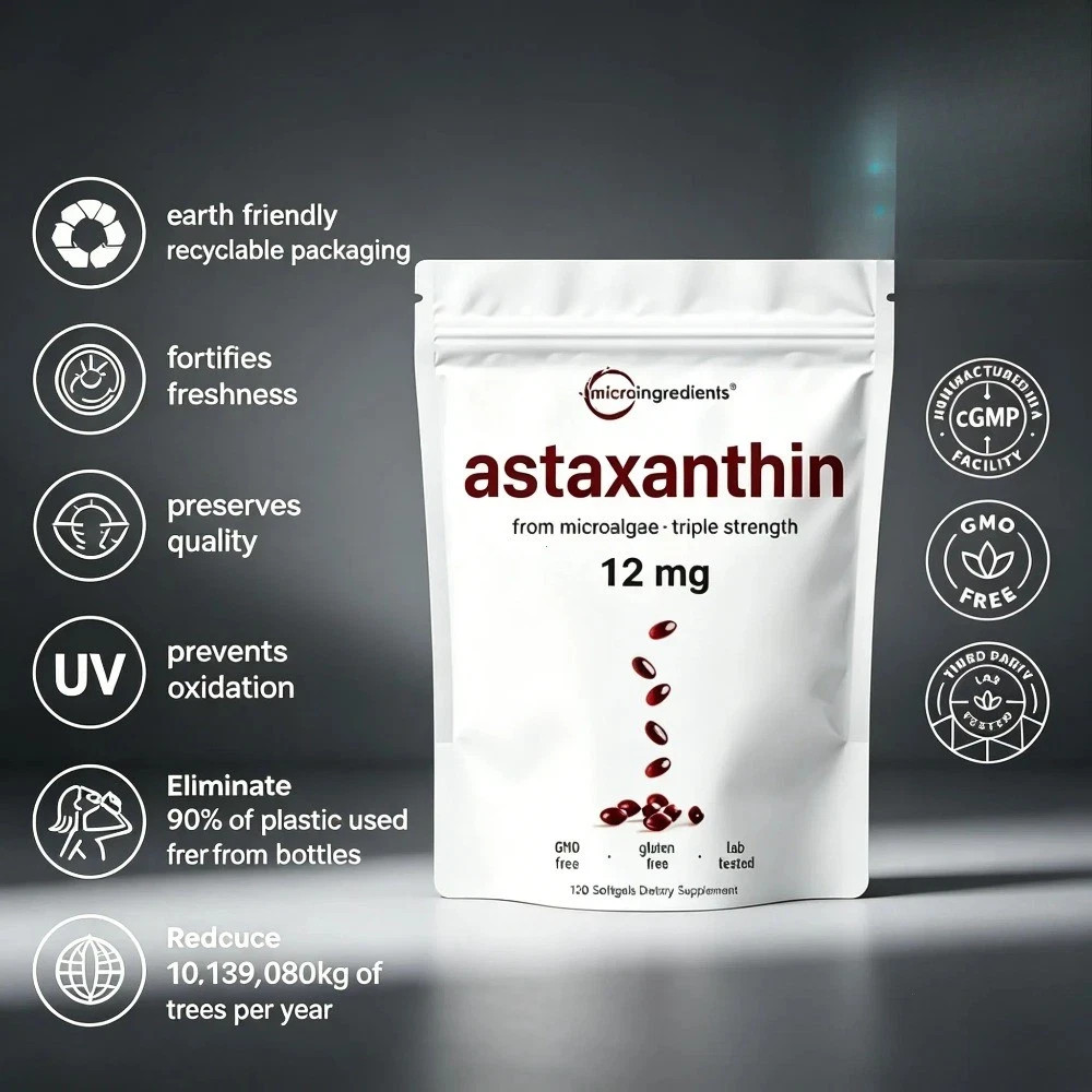 Micro Ingredients Natural Astaxanthin 12mg | 120 Softgels, Easy to Swallow