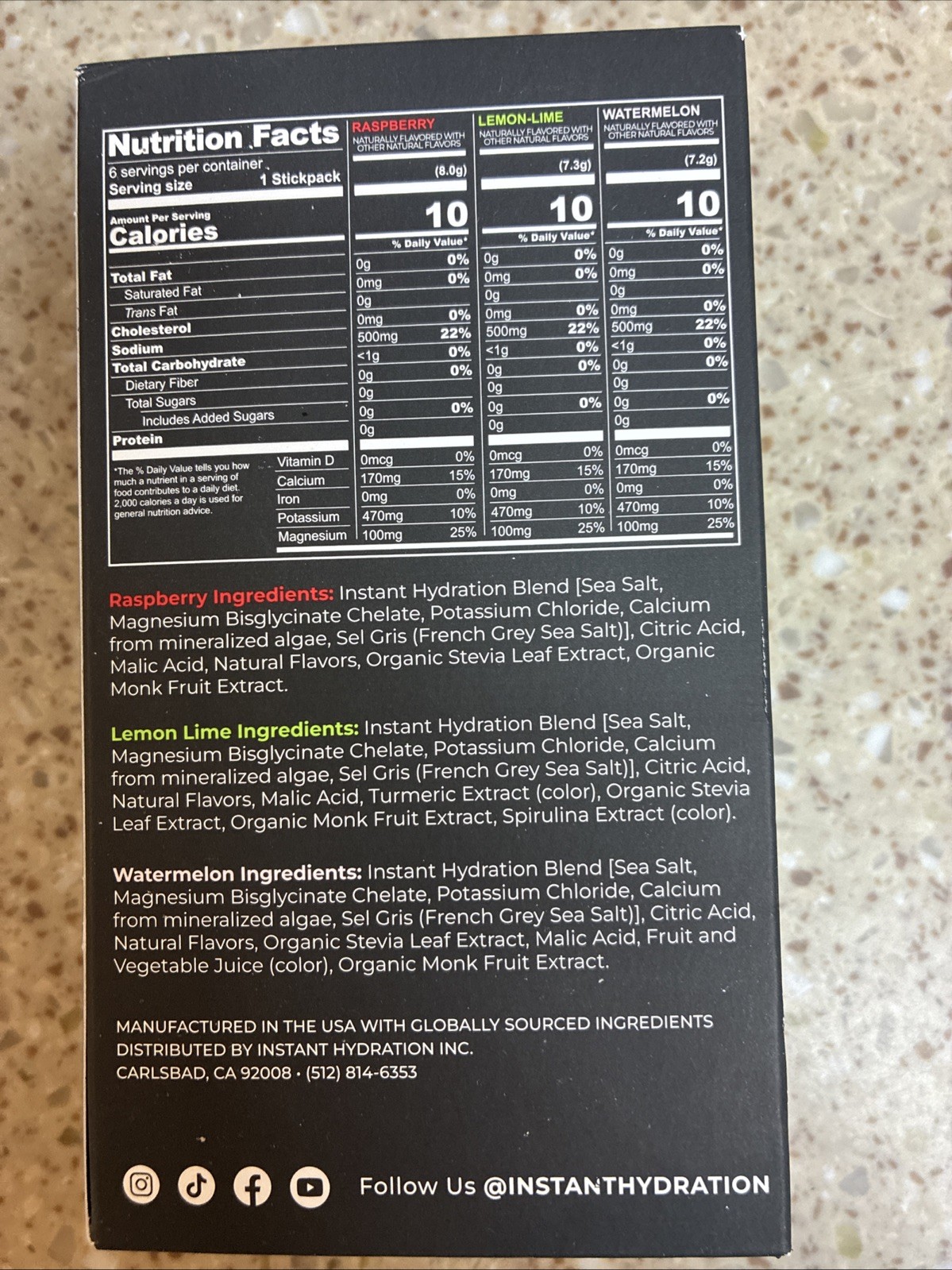 Instant Hydration Electrolytes Powder Packets, 10-Pack Variety Sugar-Free, Keto