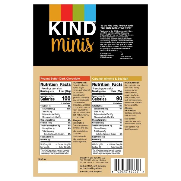 Kind Mini Bars, Variety Pack, 0.7 oz, 36-count