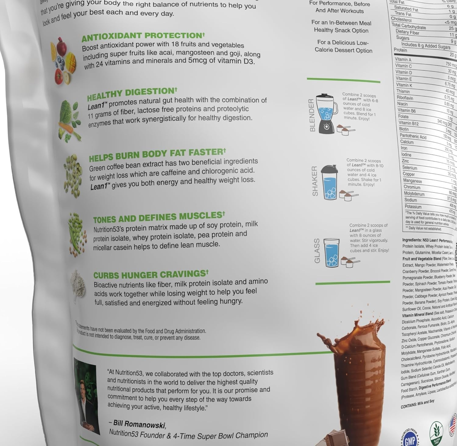 5lb Chocolate Meal Replacement Shake with 20g Protein & 11g Fiber – 37 Servings