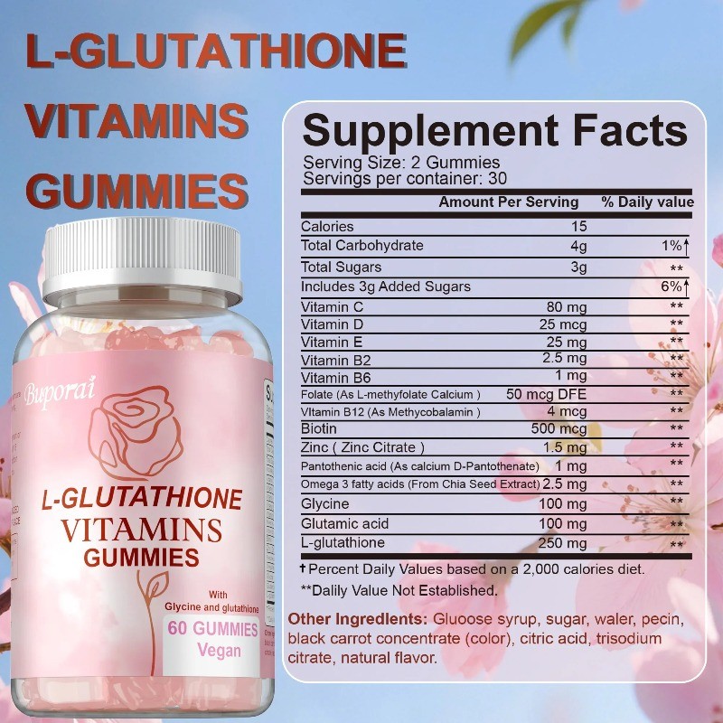 L-Glutathione Vitamin 120pcs,Wrinkle Reduction,Detoxification,Skin Elasticity
