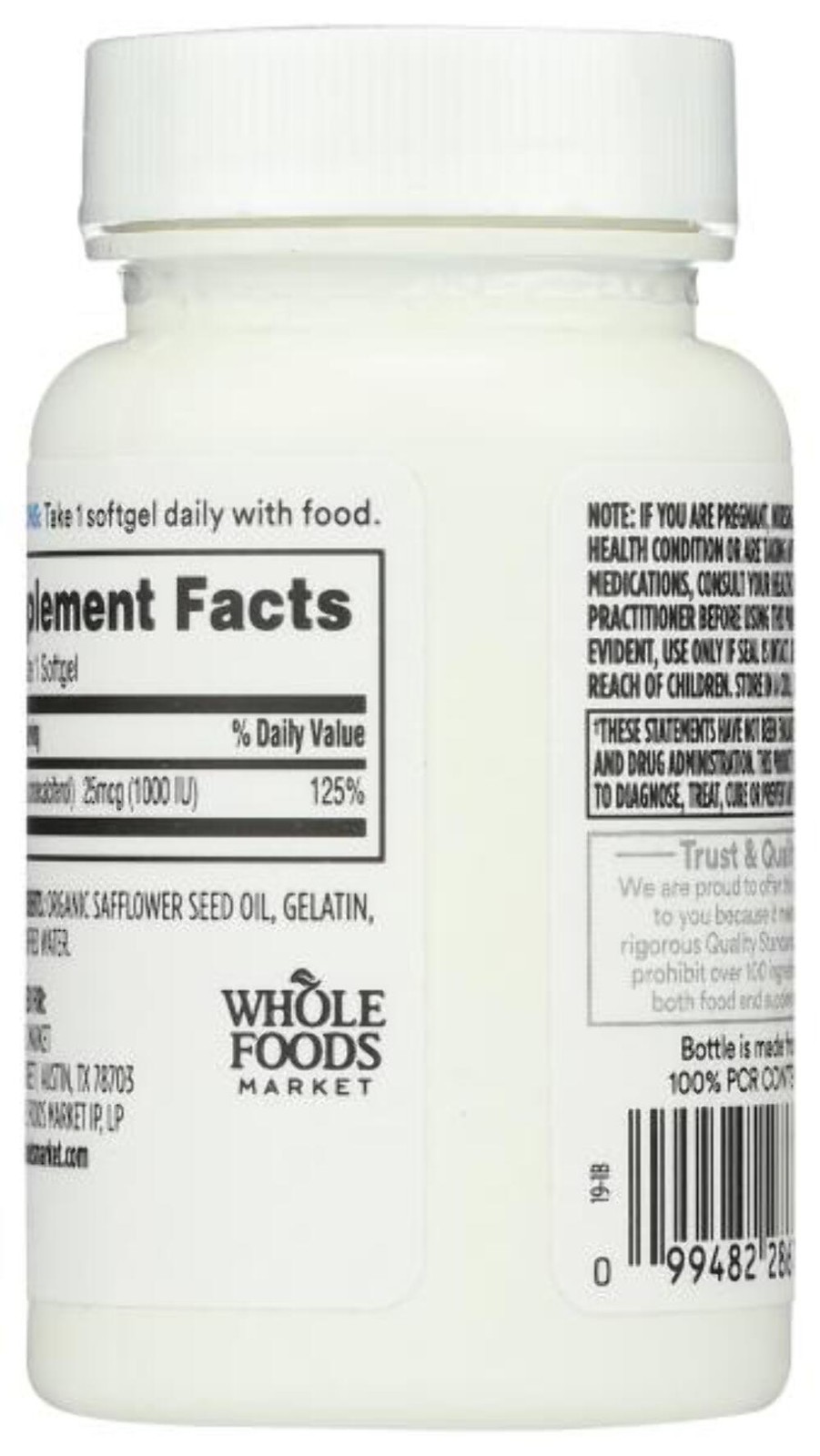 1/28 365 by Whole Foods Market, Vitamin D3 1000 IU, 250 Count
