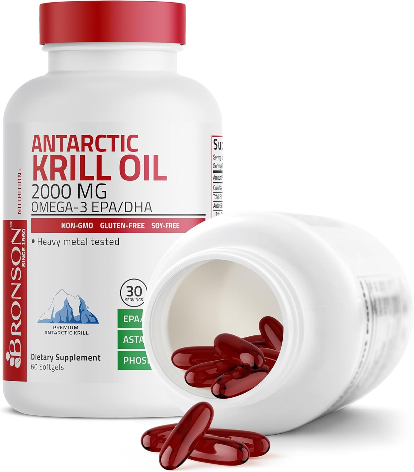 Bronson Antarctic Krill Oil 2000Mg with Omega-3S EPA, DHA, Astaxanthin and Phosp
