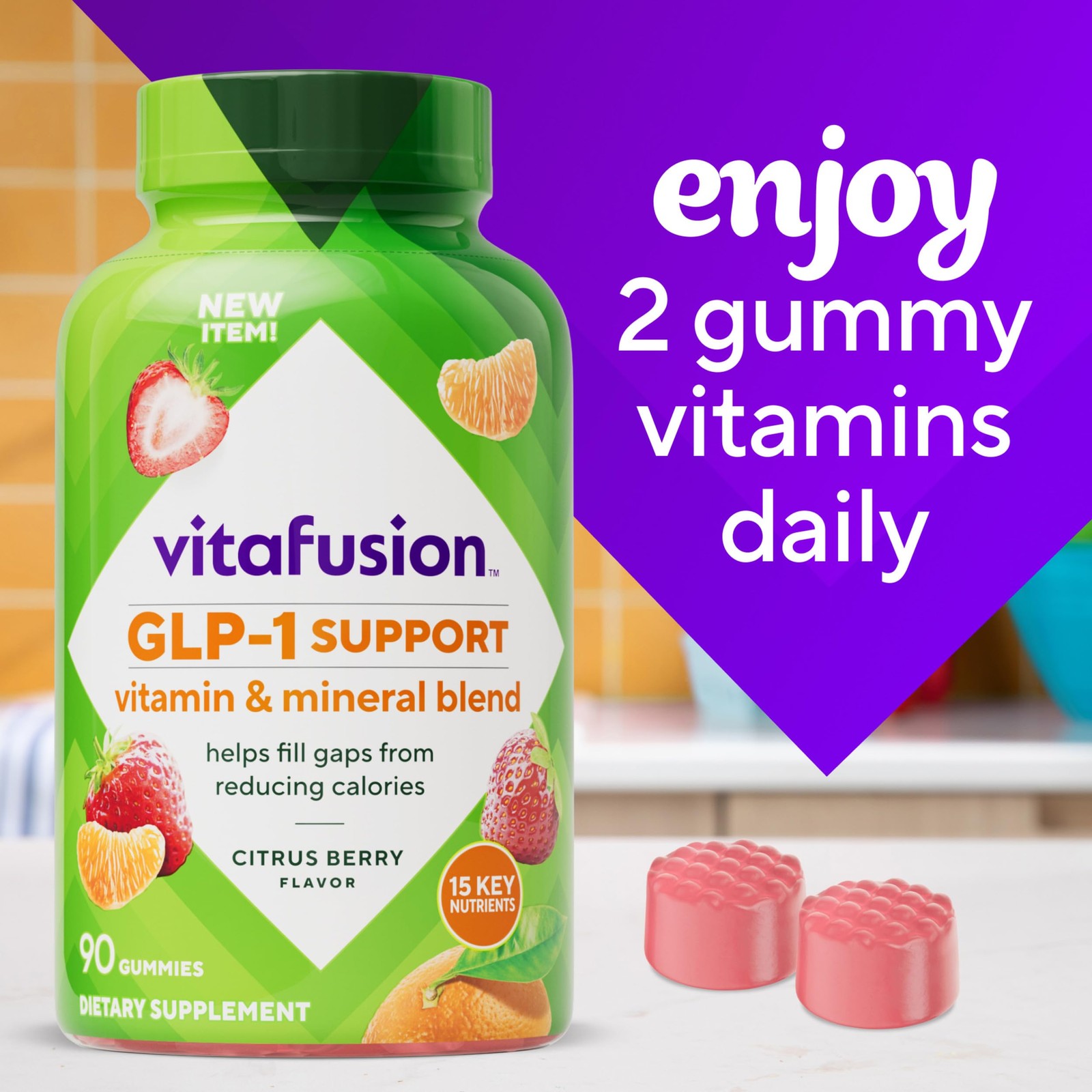 vitafusion GLP-1 Support Multivitamin, Vitamin and 90 Count (Pack of 1)