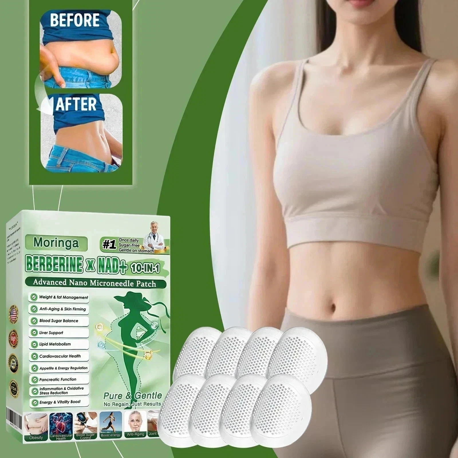 NEW Moringa Berberine NAD+ Patches | Energy Boost & Metabolism Support
