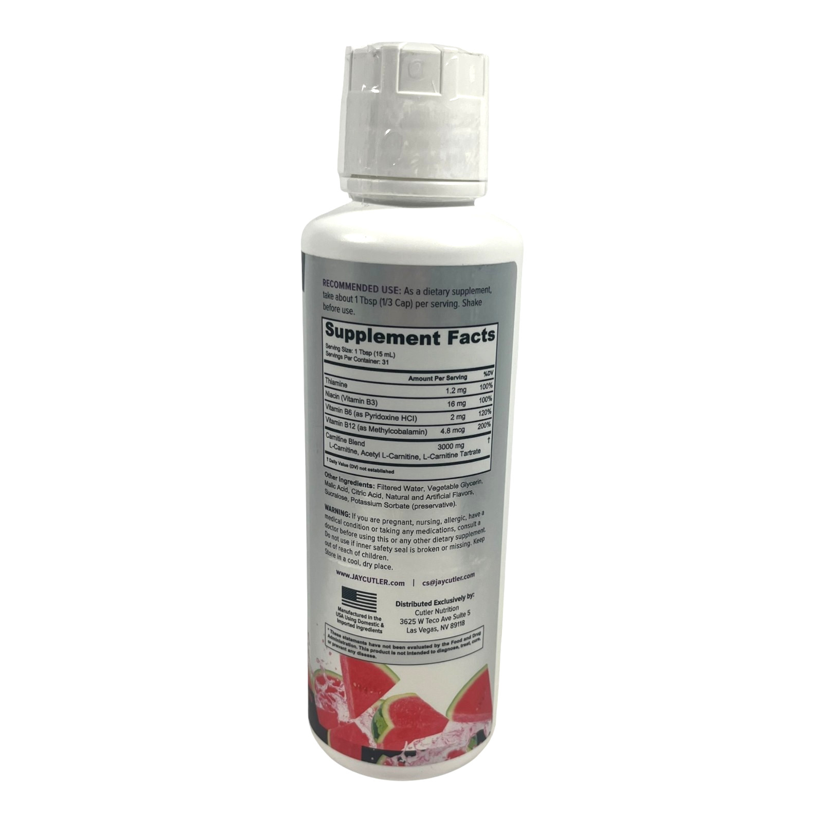 Cutler Nutrition Liquid Carnitine 3000 – NEW & Sealed – EX 06/28