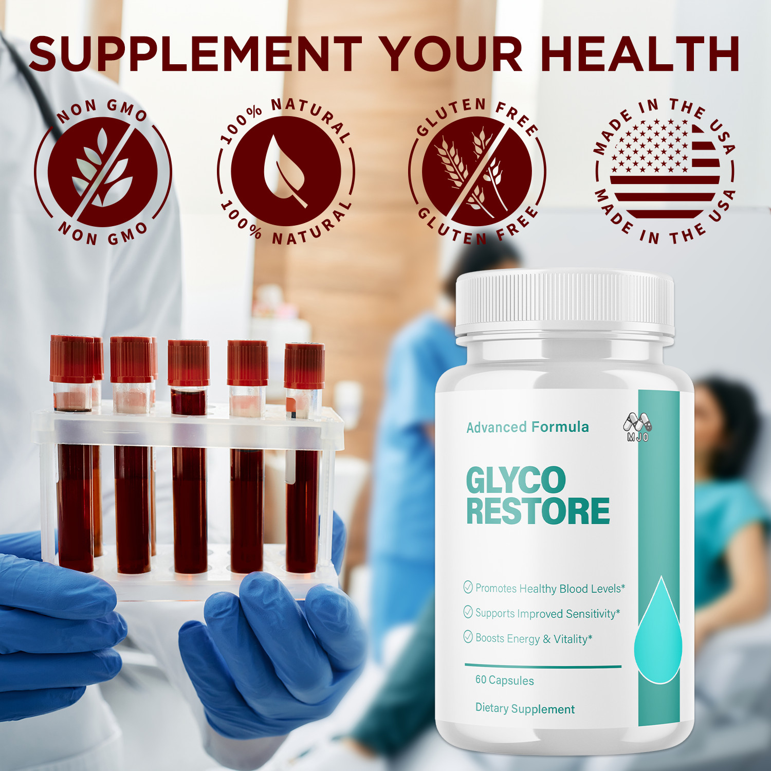(2 Pack) Glyco Restore Capsules Advanced Support Blood Supplement 120 Capsules