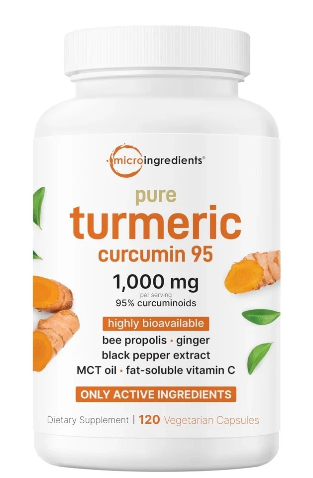 Turmeric Curcumin 95% 1000mg with Ginger Black Pepper MCT 120 Veggie Capsules