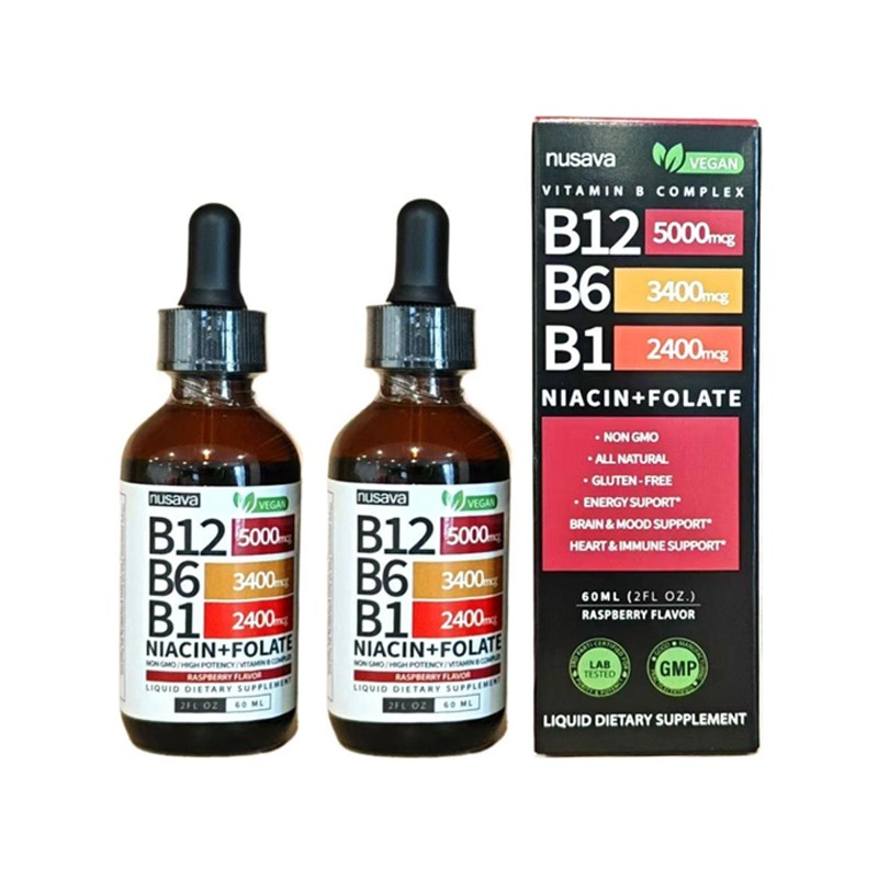 1~3x Vitamin B12 and B6 Liquid Drops, B12 Sublingual B Complex-B12 5000mcg 60m1