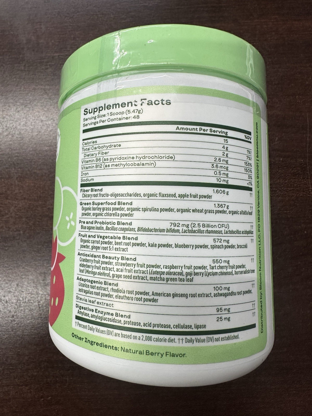 Blooms Super Greens & Superfoods Powder, Berry Flavor 96 Servings (2 Cans)