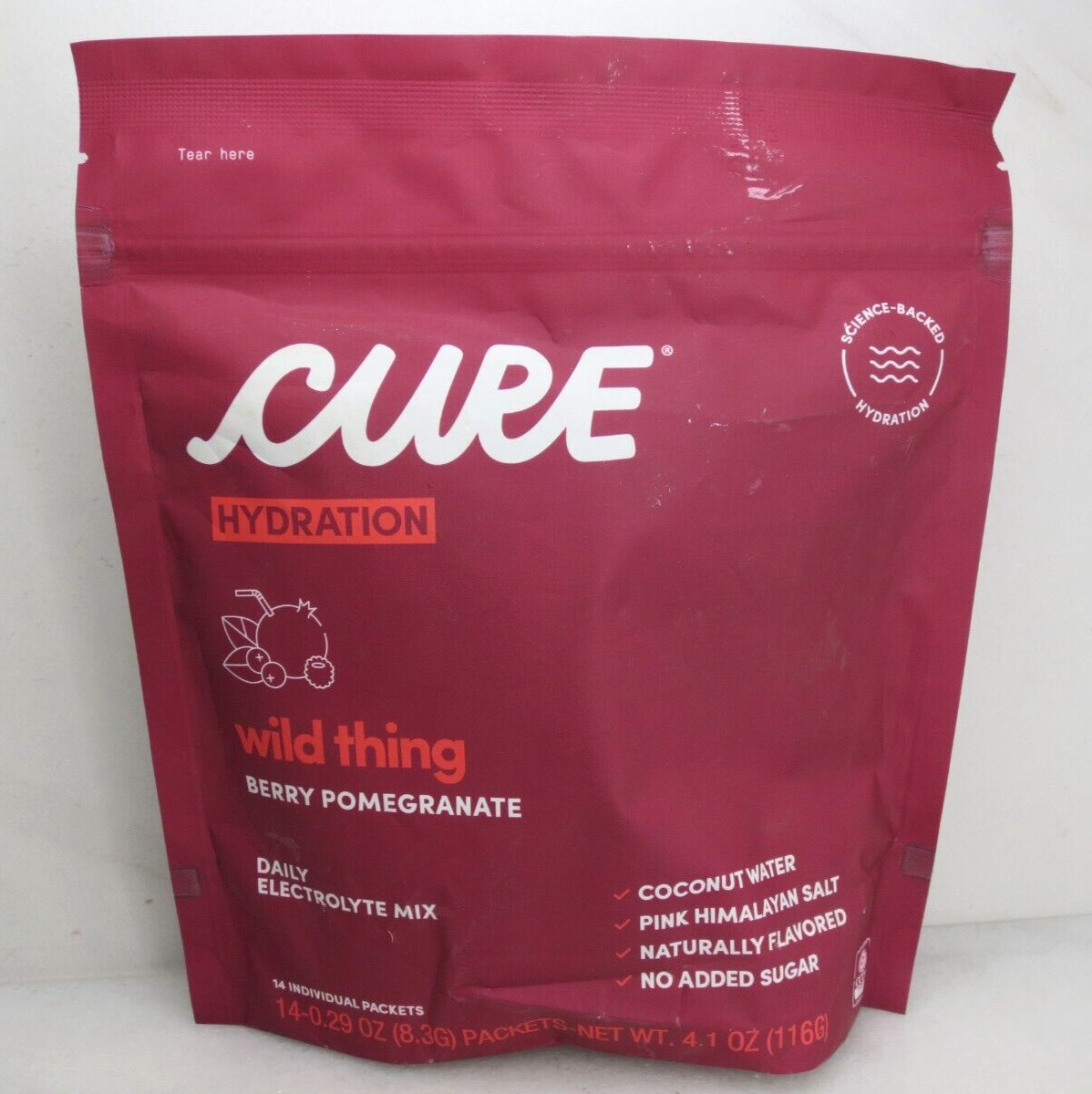 CURE WILD THING BERRY POMEGRANATE DAILY ELECTROLYTE MIX 14 PACKETS EXP:2026 2PCS