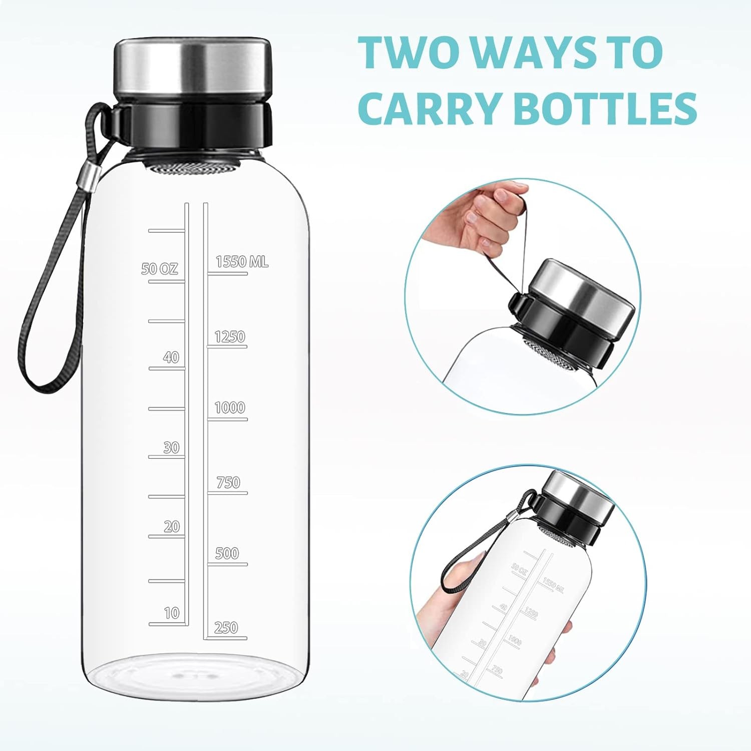 64 OZ Glass Water Bottle – Large Resuable Borosilicate 64 Ounces, Filter Lid