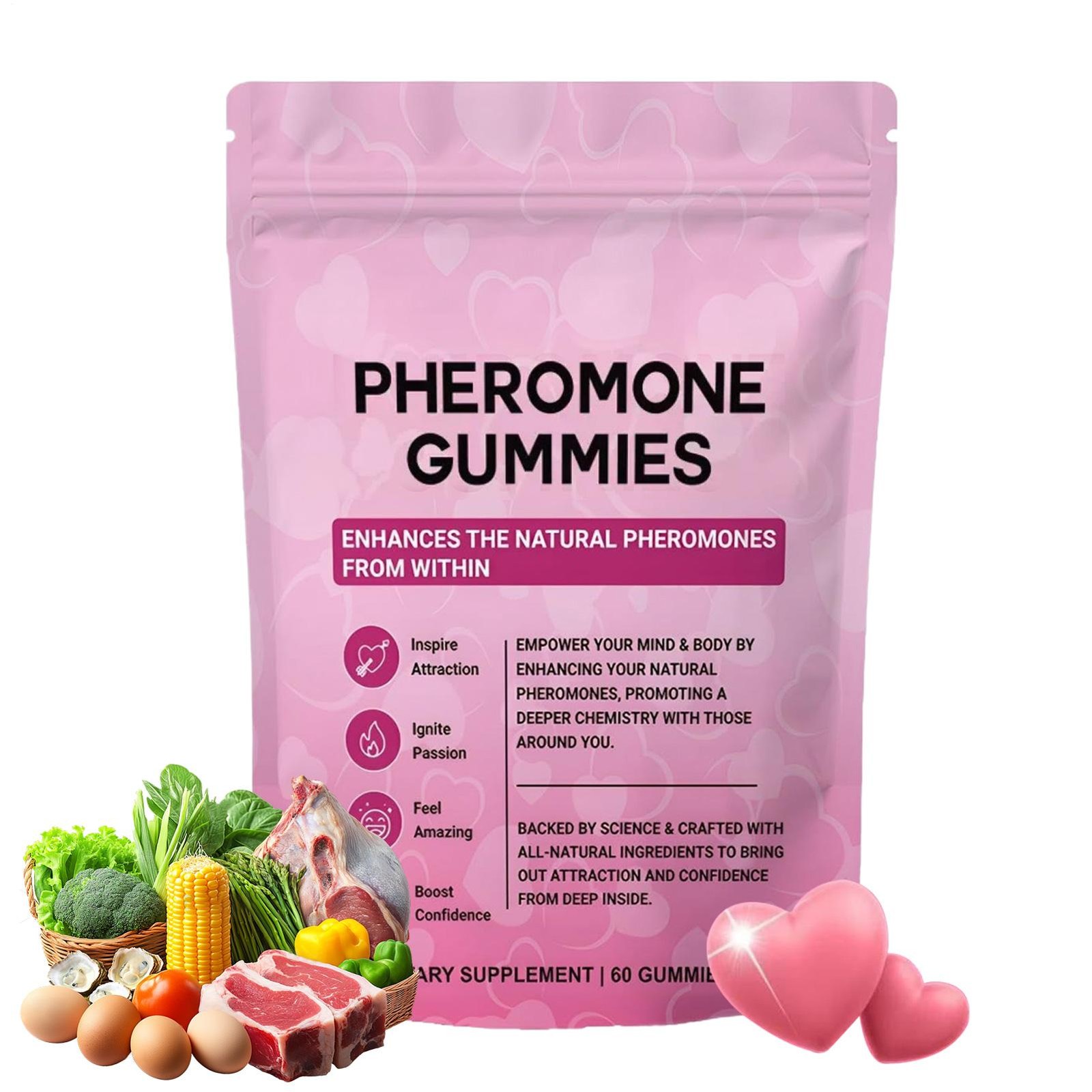 Pheromone Gummy Vitamins | 60 Total Count Gummy Vitamins | Non-GMO | Natural