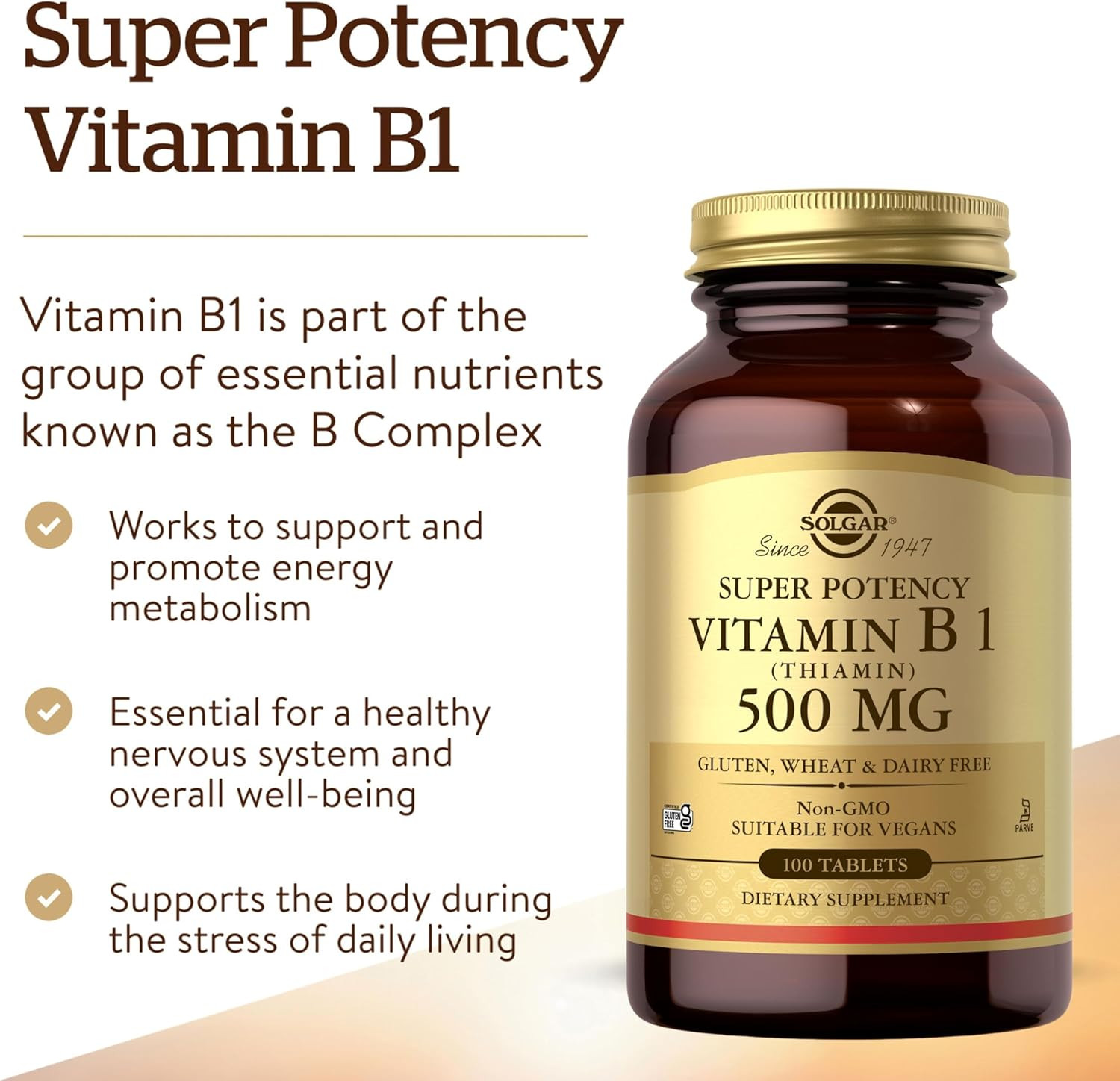 Vitamin B1 (Thiamin) 500 Mg, 100 Tablets – Energy Metabolism, Healthy Nervous…