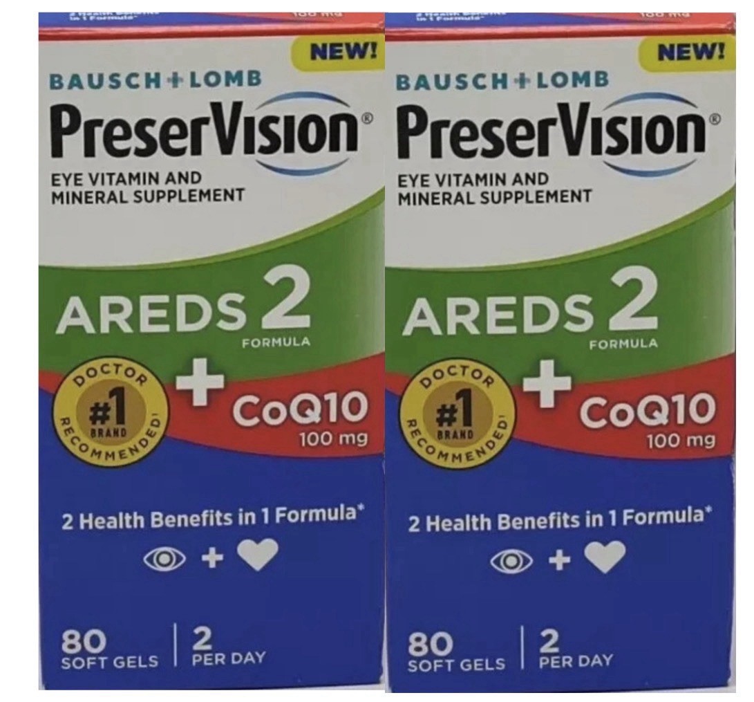 2 Boxes Preservision AREDS 2 Eye Vitamins With Coq10 For Heart Health EXP 11/26