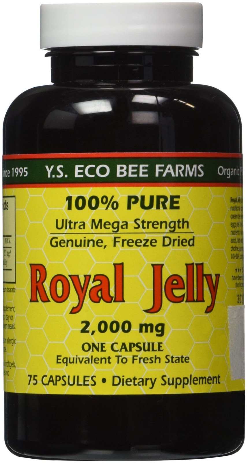100% Pure Freeze Dried Fresh Royal Jelly – 2000 mg YS Eco Bee Farms 75 Caps