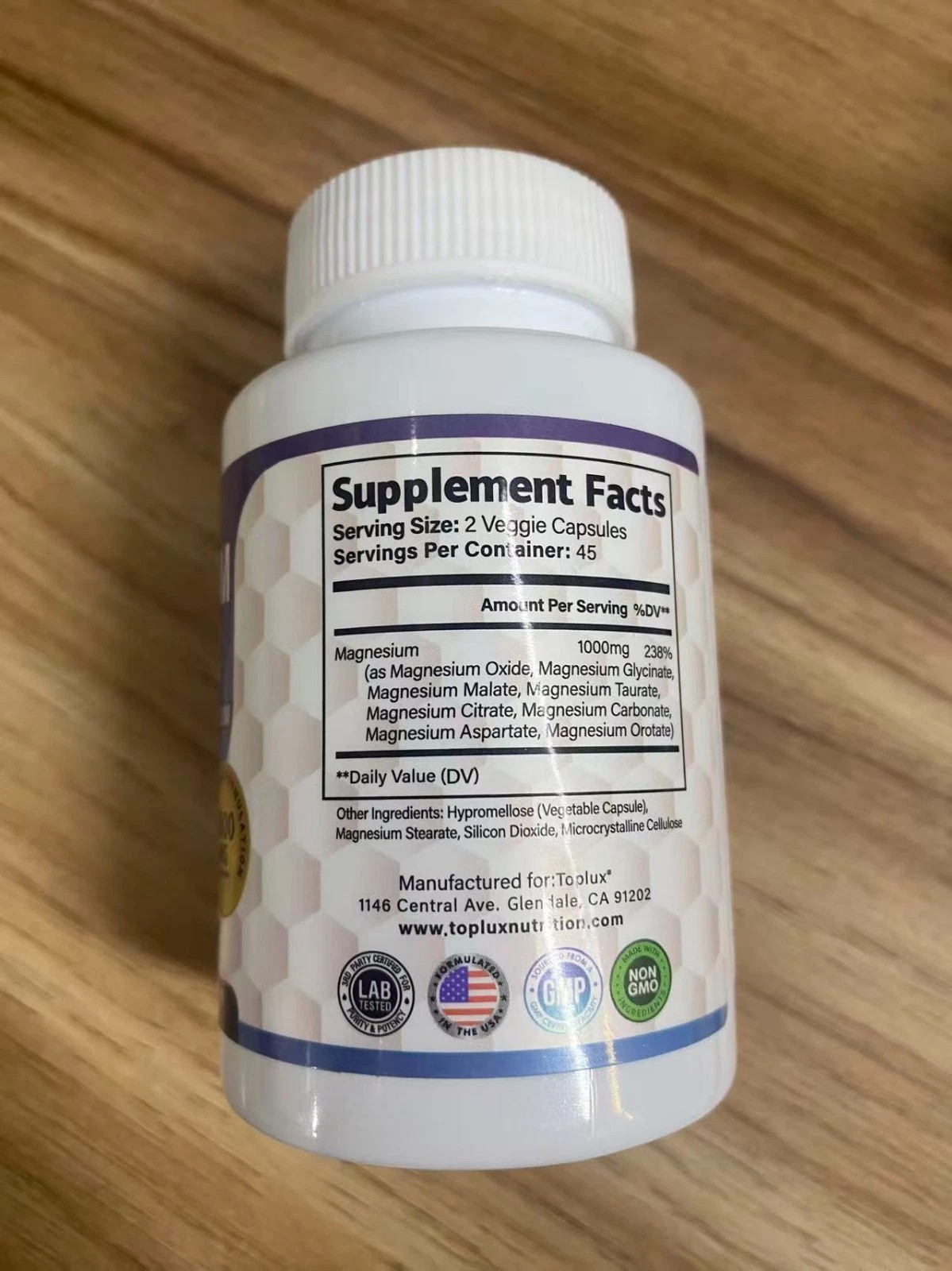 Toplux 3Pack Nutrition Magnesium Complex 1000mg Supports 8 Elemental Magnesium