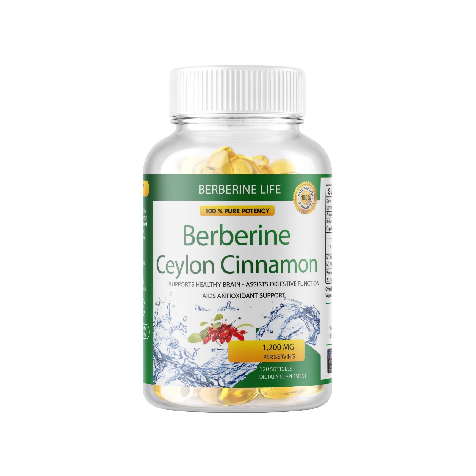 3 Packs Berberine 1200mg High Abosorption 360 Blood Sugar Immune 6 Months Supply
