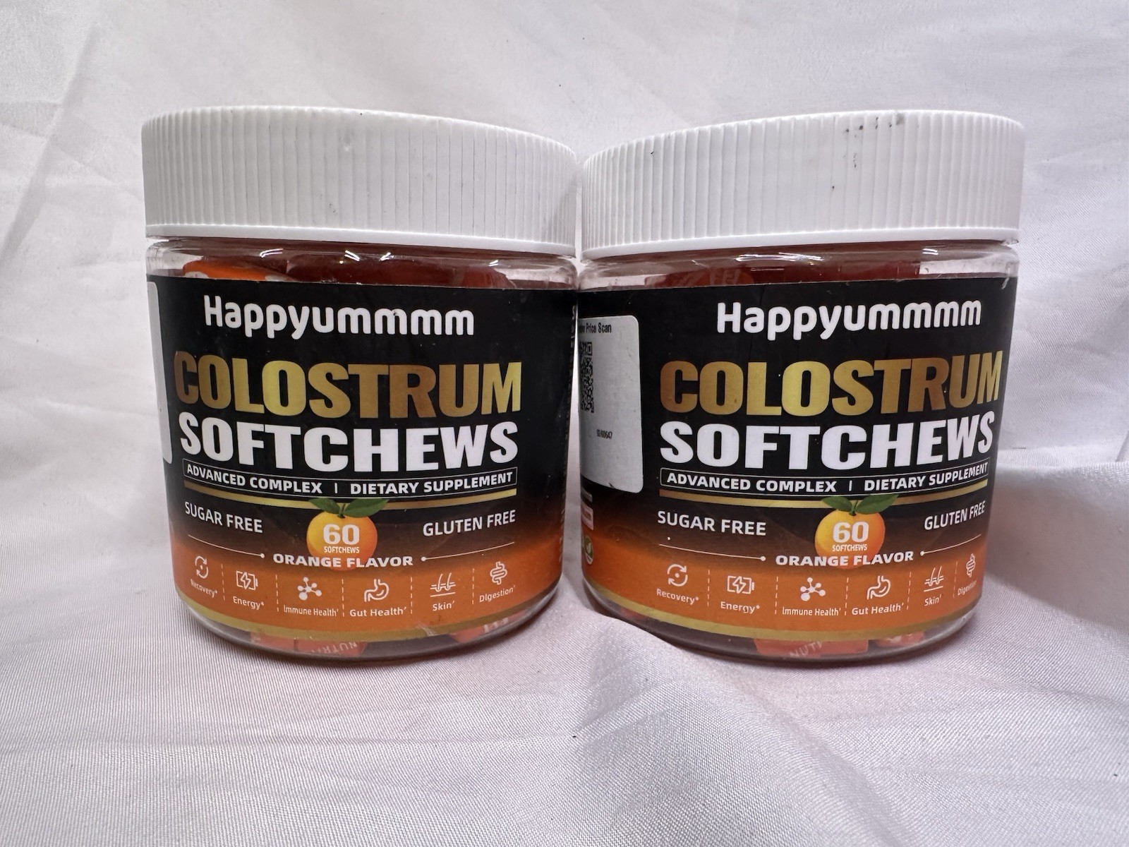 2 Pack- Happyummmm- Colostrum Softchews 60 Ct Each Exp 3/27 Orange