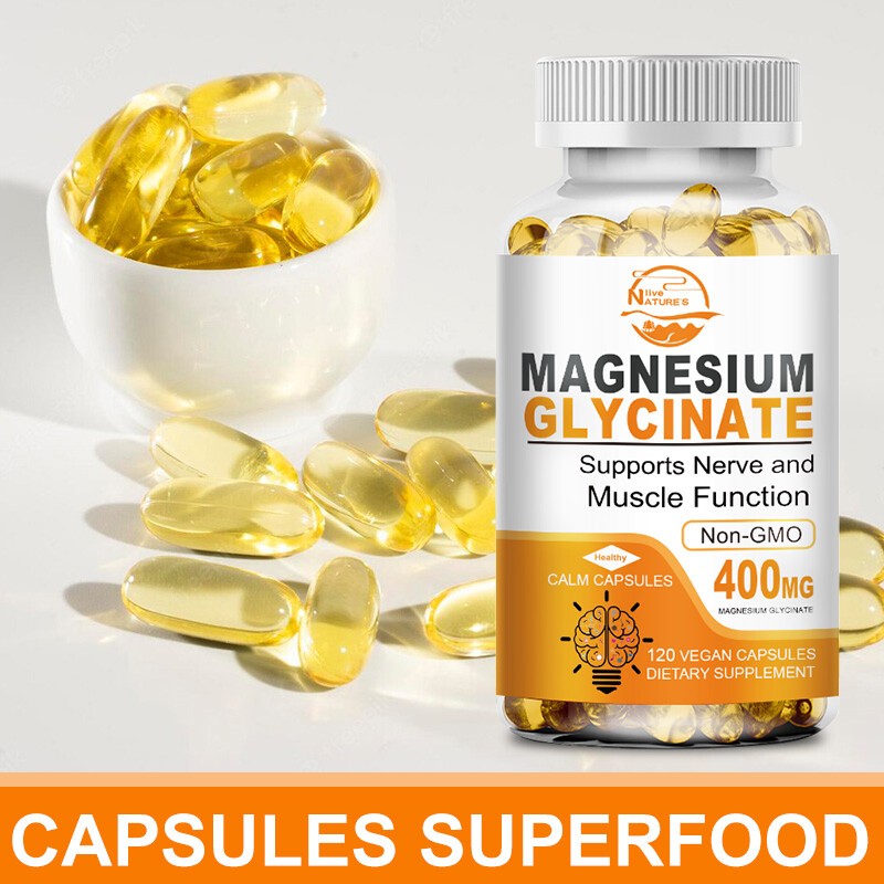 Magnesium 400mg Glycinate – 120 Capsules For Sleep, Stress Relief Support Bone