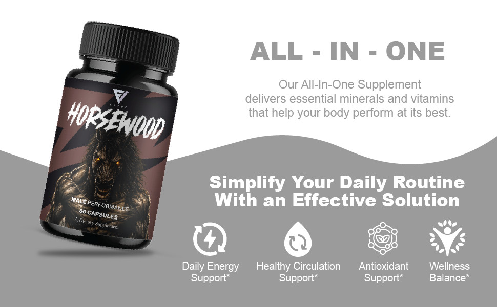(3 Pack) Horsewood Male Support Supplement, Horse Wood Male Pills (180 Capsules)