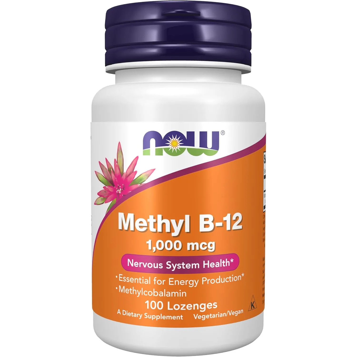 NOW Methyl B-12 1,000 mcg 100 Lozenges Nervous System Health Vegan