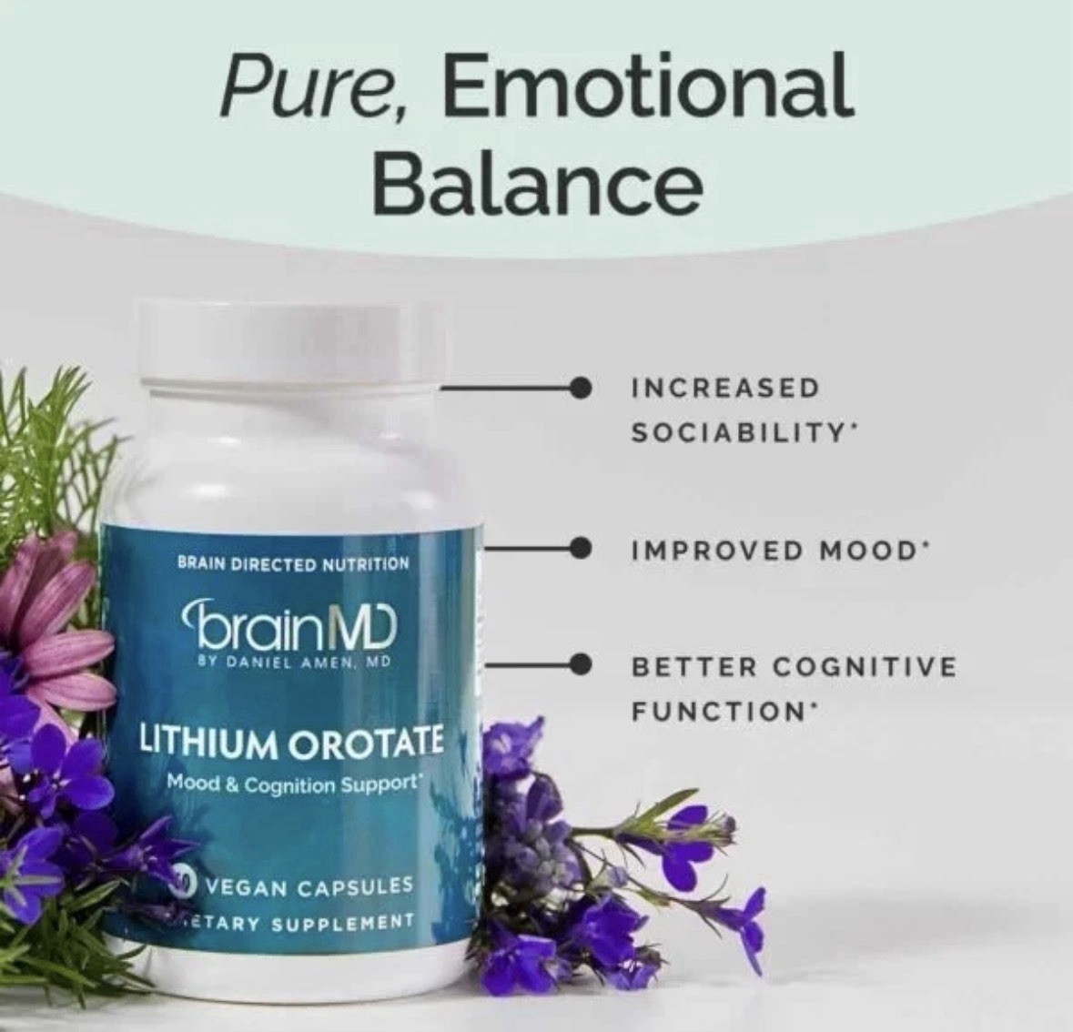 Brain MD Lithium Orotate 60 Capsules Exp 11/2028 New Sealed