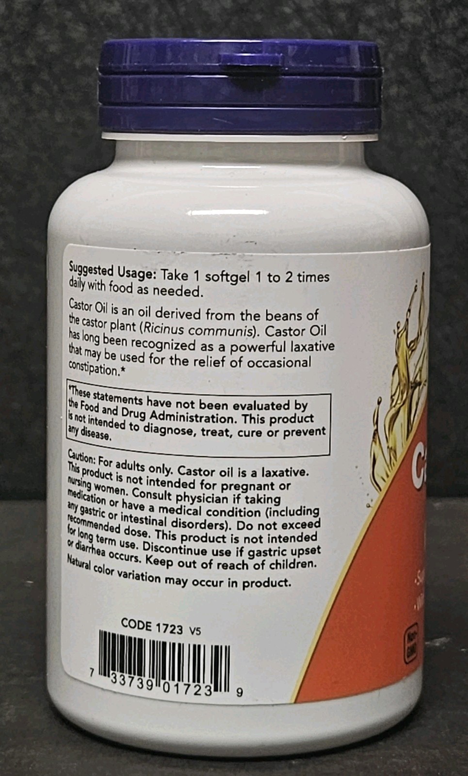 Supplements, Castor Oil 650 Mg with Fennel Oil Natural Laxative 120 Softgels