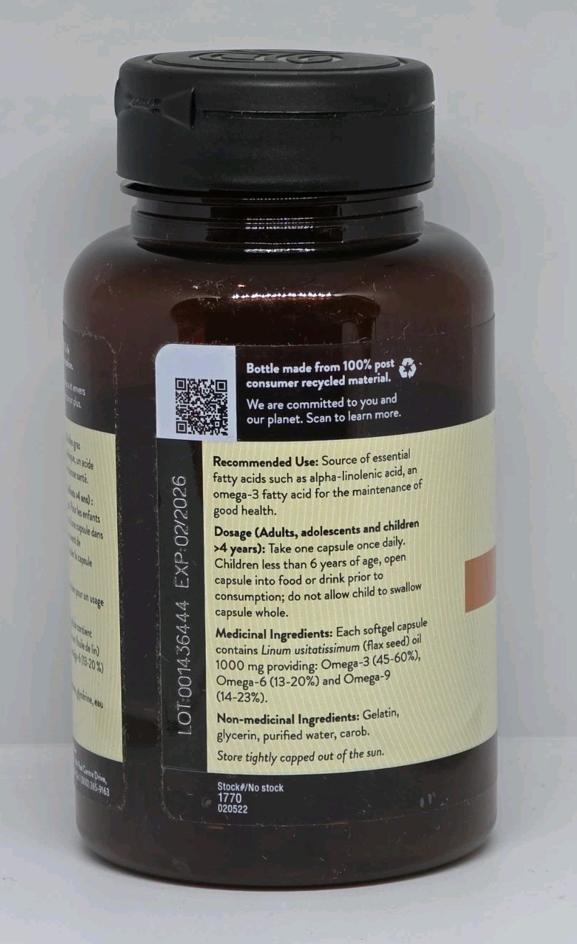 Natures Sunshine Flax Seed Oil 60 Softgels New Sealed Bottle Exp. 02/2026