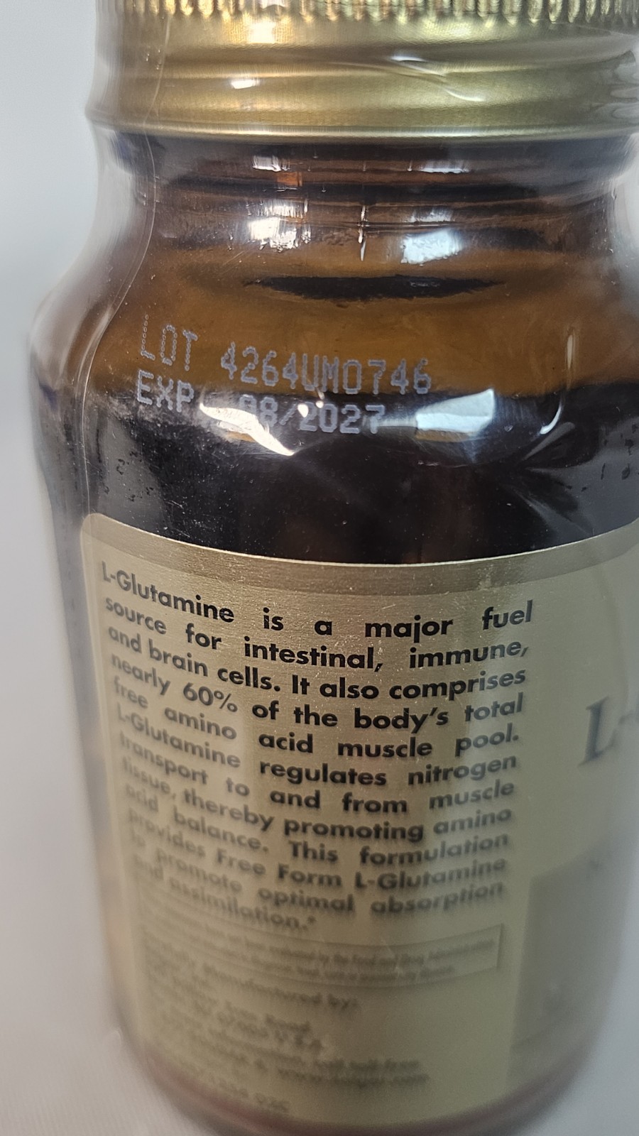 L-Glutamine 1000mg Tablets – 60 Ct – Supports Muscle Recovery & Nutrition 8/2027