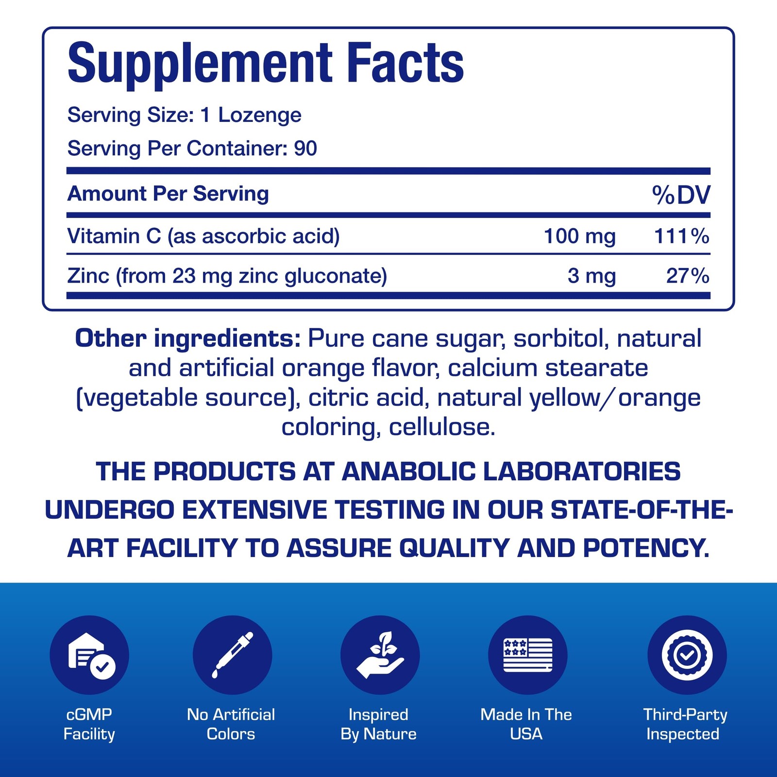 Zinc Lozenges with Vitamin C for Immune Support – High 90 Count (Pack of 1)