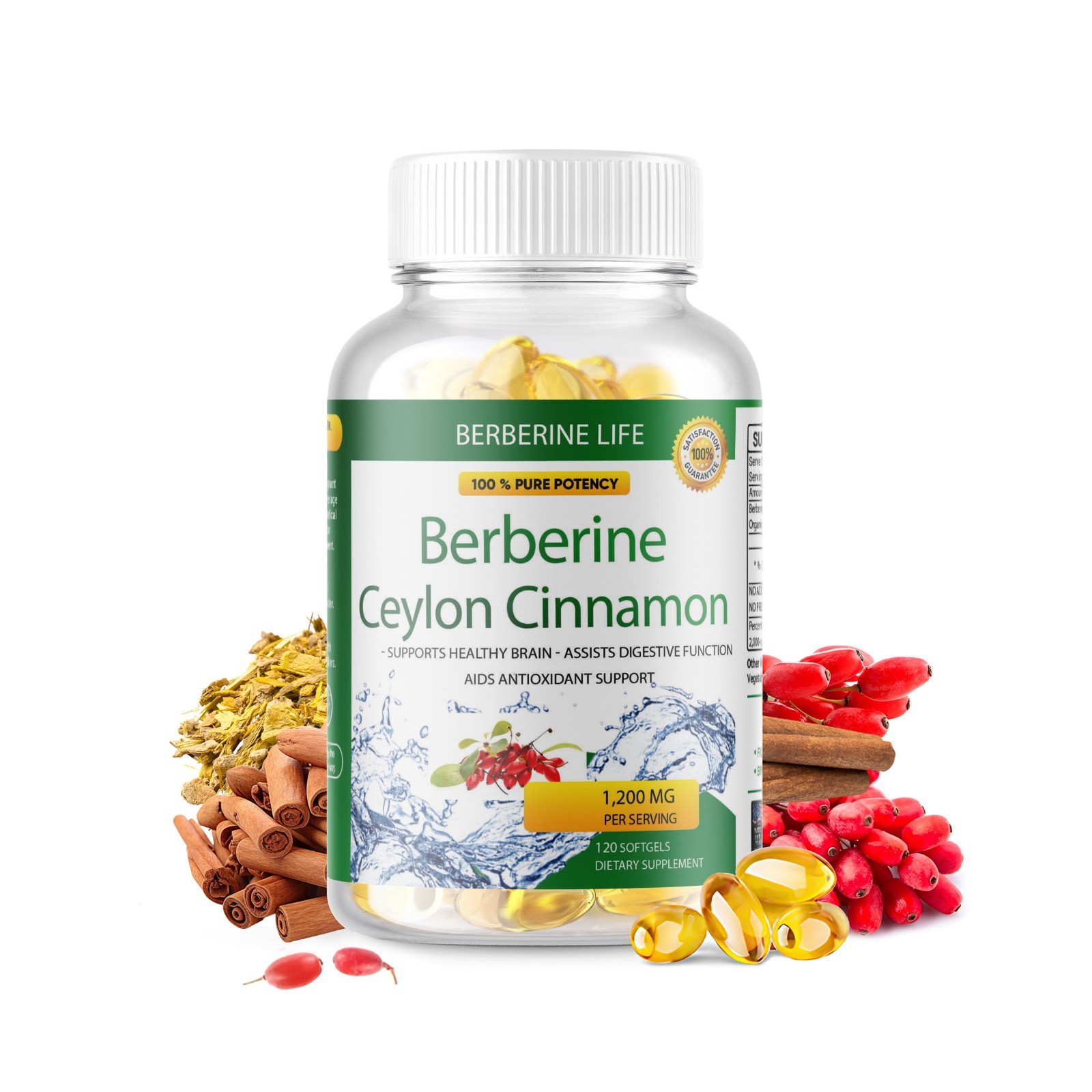 3 Packs Berberine 1200mg High Abosorption 360 Blood Sugar Immune 6 Months Supply