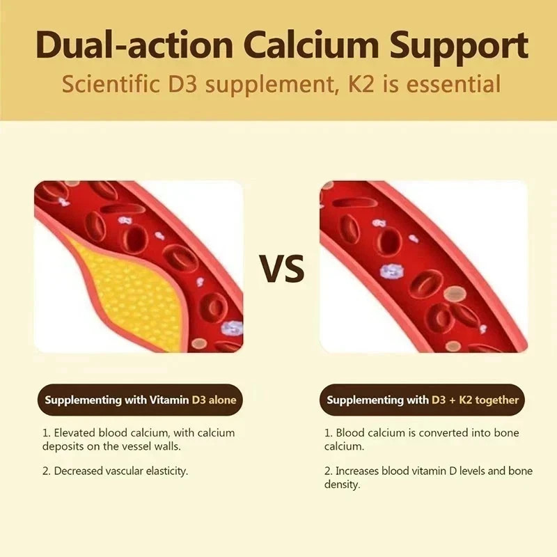 Vitamin D3 K2, + 5000 IU and 100 mcg, 250 softgels, 2 in 1 Complex