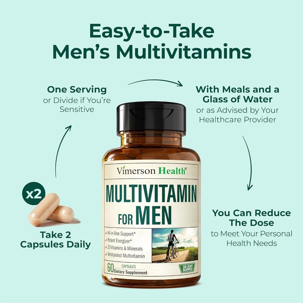 Multivitamin Men Methylated Daily &Capsules B12 A D C Zinc Magnesium 60 capsules