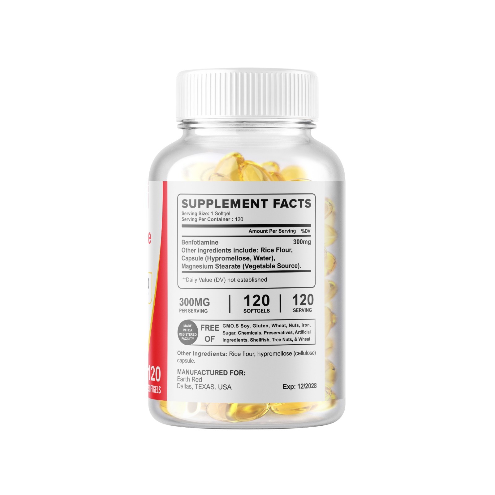 360 Benfotiamine Capsules 300mg Fat Soluble Thiamine Vit B1 NON-GMO,Gluten Free