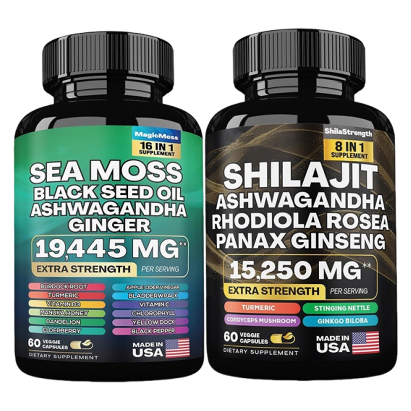 Enhanced 2 PACK Dynamic Vitality Bundle – Sea Moss Multivitamin & Shilajit Power