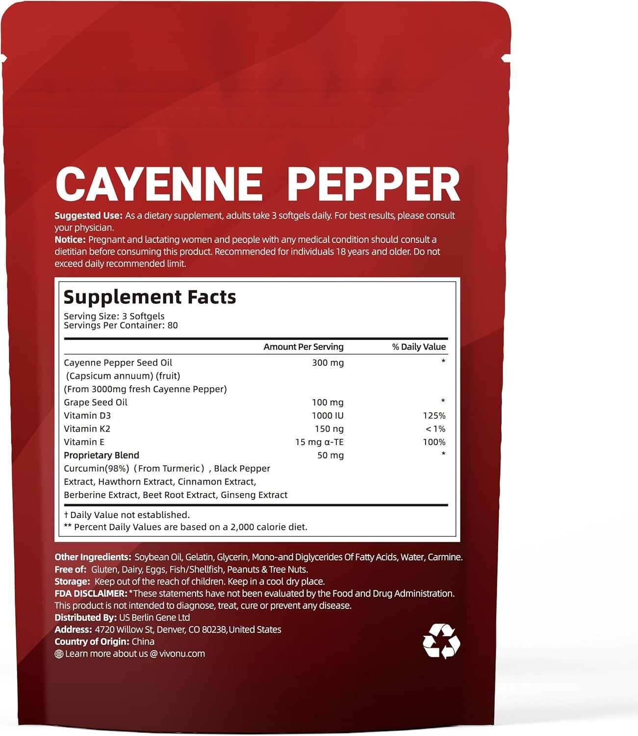 VivoNu Cayenne Pepper Softgels – 240 Capsules for Circulation & Heart Health