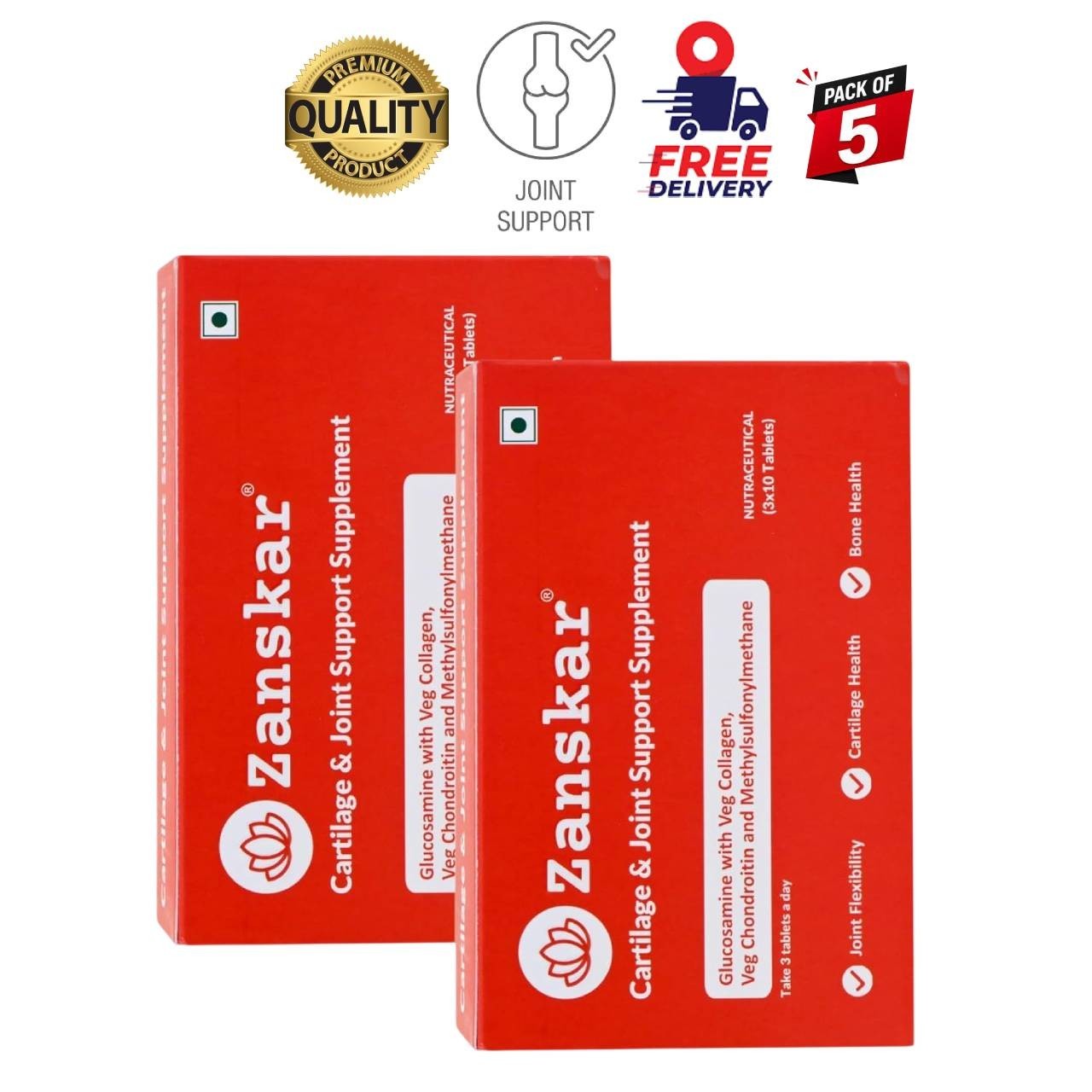 5 Pack Z.anskar Joint Support Supplement 60 Tablets