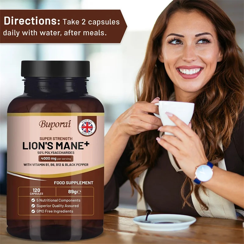 Lions Mane Mushroom 240pcs, For Brain Health,Improve Mood and Cognitive Function