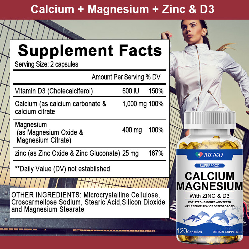 Complemento de Calcio, Magnesio, Zinc y Vitamina D | 60 Comprimidos Vegetariano