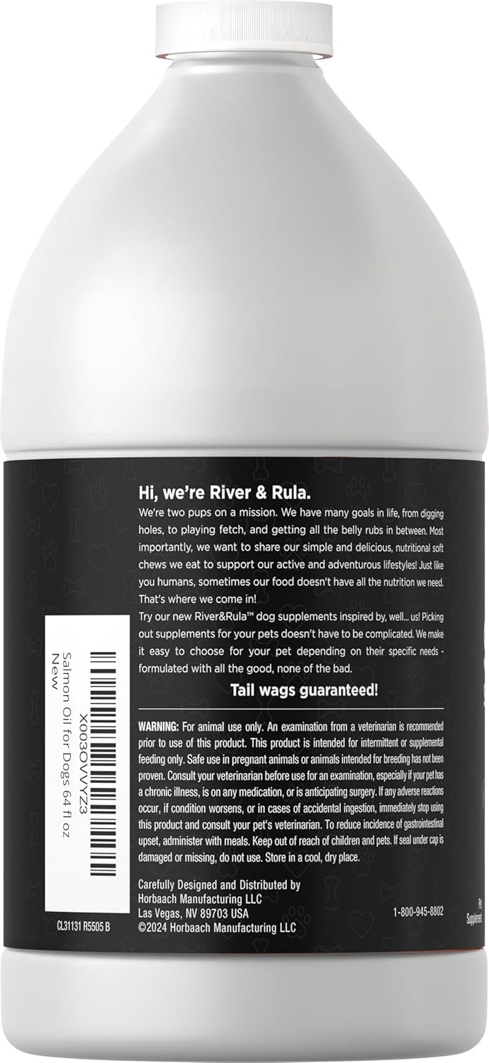 Salmon Oil for Dogs 64 fl oz | Supports Healthy Skin and Coat | by River & Rula