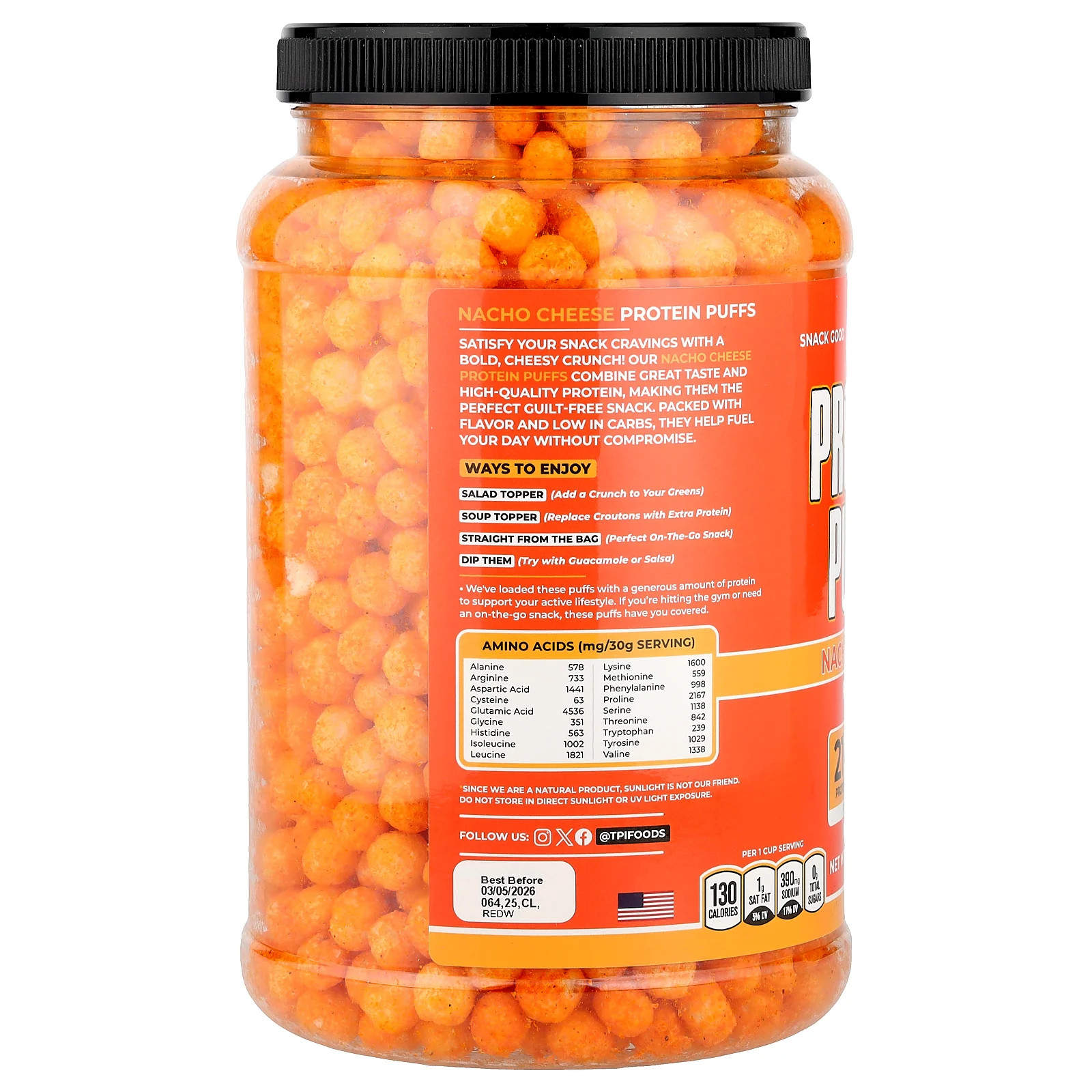 Protein Puffs, Nacho Cheese, 10.6 oz (300 g)
