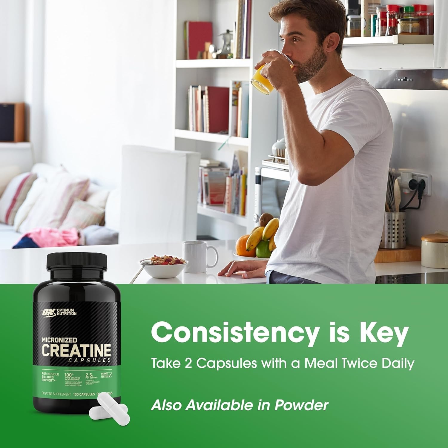 Optimum Nutrition Creatine, Micronized Creatine Monohydrate Capsules, Supports S
