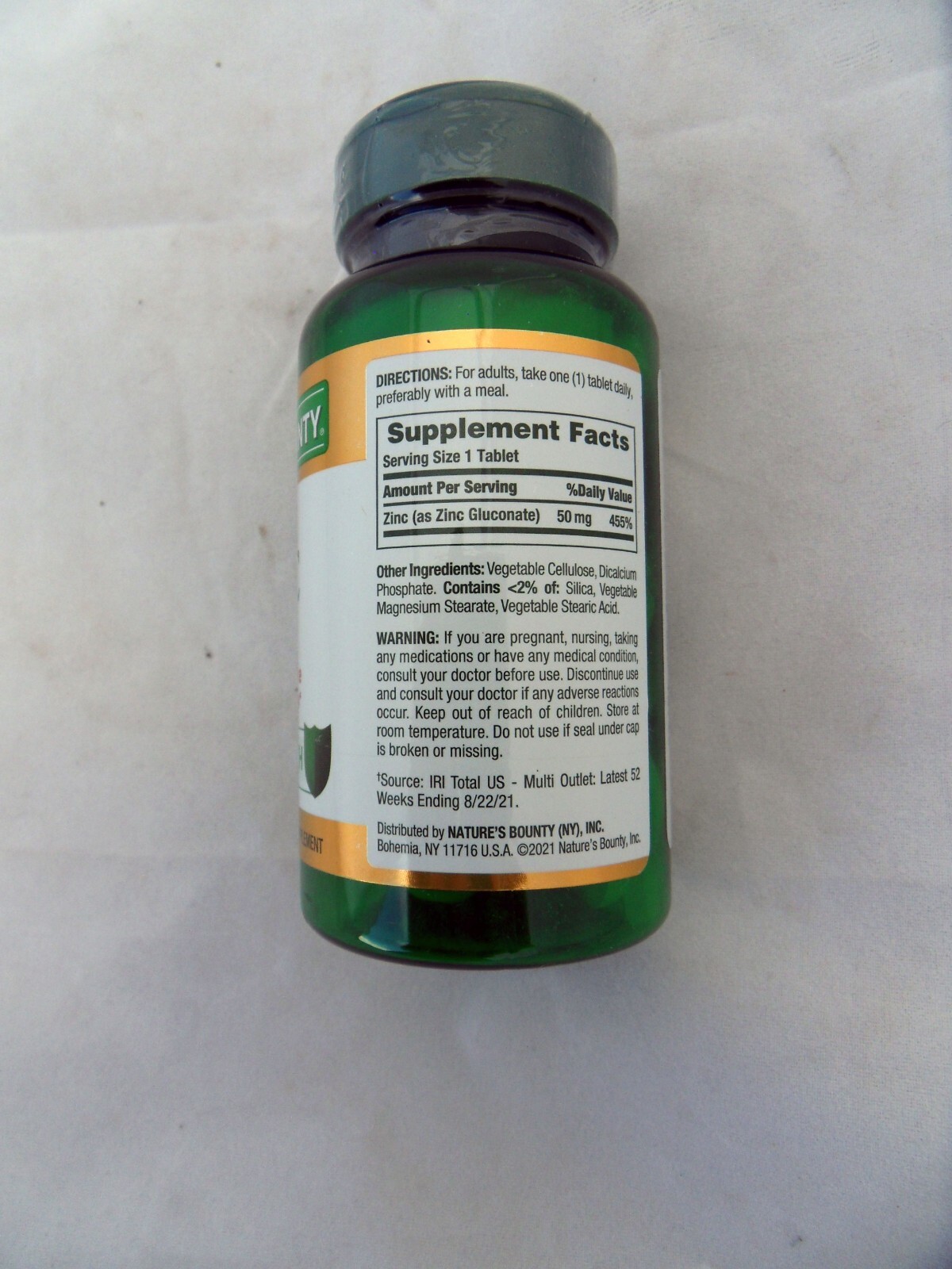2 Nature’s Bounty Zinc 50 mg for Immune Health 100 Tablets Per Bottle Free Ship