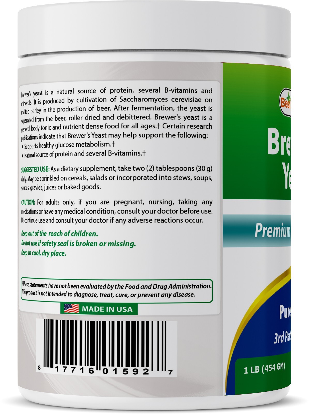 Best Naturals 100% Pure Brewers Yeast Powder – 16 oz