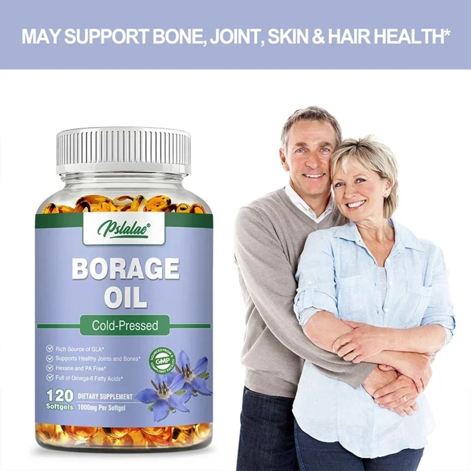 Borage Oil 120pcs – Skin, Joint and Bone Health, Relieves Cellular Stress