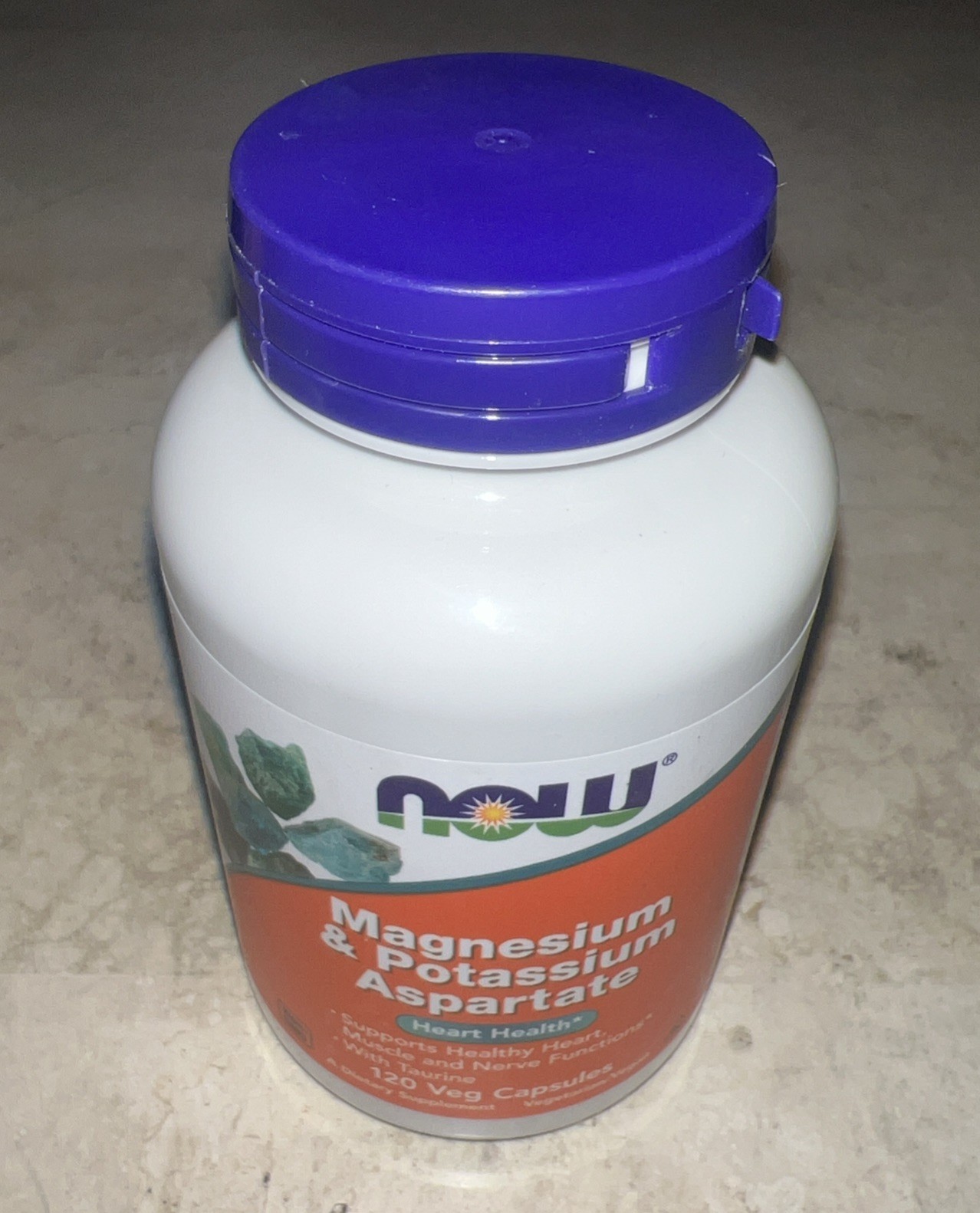 2x NOW Magnesium & Potassium Aspartate W/Taurine 120 Veg Capsules Exp 7/2028