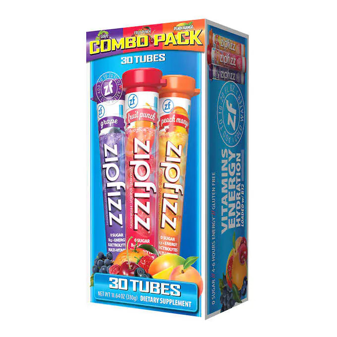 Zipfizz Multi-Vitamin Energy Hydration Drink Mix, Variety Pack 30 Tubes EXP 6/26